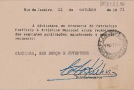 [Carta de Confirmação de Recebimento]
