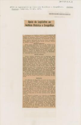 Apoio do legislativo ao Instituto Histórico e Geográfico