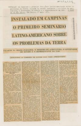 Instalado em Campinas o primeiro seminario latino-americano sobre os problemas da terra