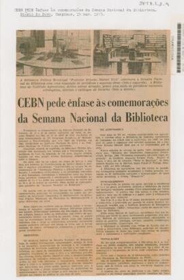 CEBN pede ênfase às comemorações da Semana Nacional da Biblioteca