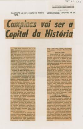 Campinas vai ser a Capital da História