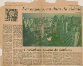 Um engano, na data da cidade