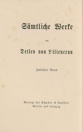 Sämtliche Werke – Zwölfter Band