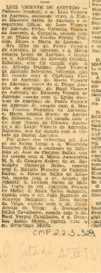 [Obituário de Luiz Vicente de Azevedo]