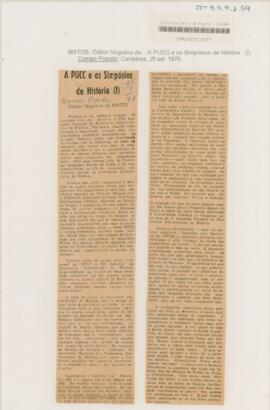 A PUCC e os Simpósios de História (I)