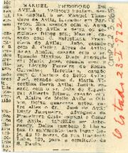 [Obituário de Manuel Theodoro de Avila]