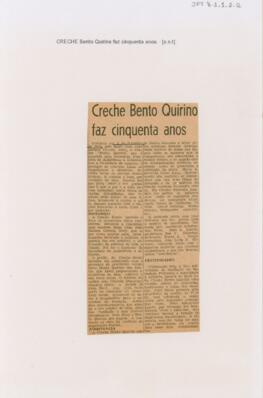 Creche Bento Quirino faz cinquenta anos