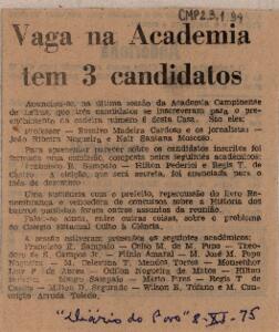 Vaga na Academia tem 3 candidatos