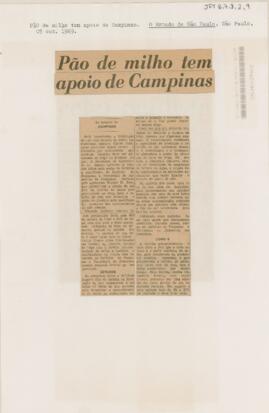 Pão de milho tem apoio de Campinas