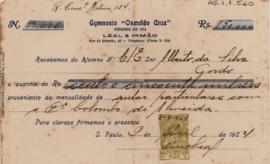 [Recibo do Gymnasio “Oswaldo Cruz”]