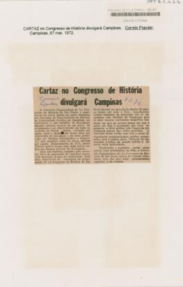 Cartaz no Congresso de História divulgará Campinas