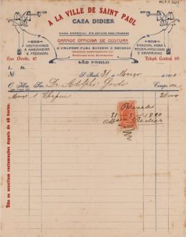 [Recibo de A la Ville de Saint Paul]