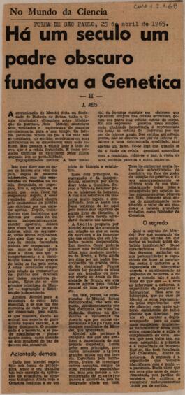 Há um século um padre obscuro fundava a Genética