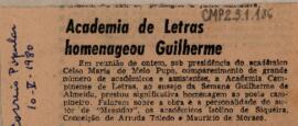 Academia de Letras homenageou Guilherme