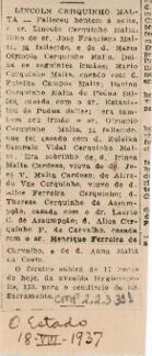 [Obituário de Lincoln Cerquinho Malta]