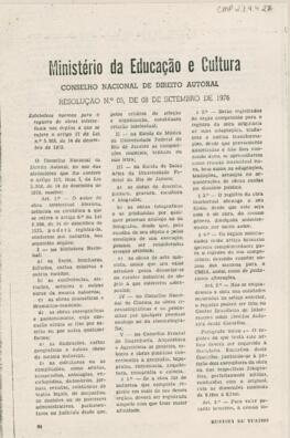Resolução Nº 05, de 08 de setembro de 1976