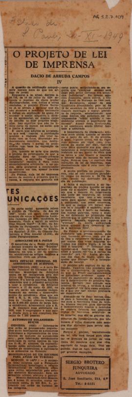 O projeto de Lei de Imprensa