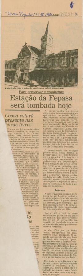 Estação da Fepasa será tombada hoje