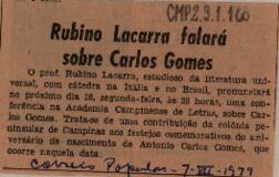 Rubino Lacarra falará sobre Carlos Gomes