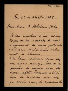 [Carta de condolências]