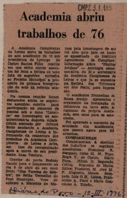 Academia abriu trabalhos de 76