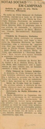 Audição de piano da srta. Maria Conceição Picolomini