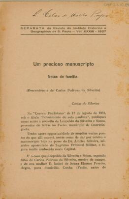 Um precioso manuscripto