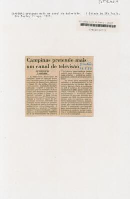 Campinas pretende mais um canal de televisão