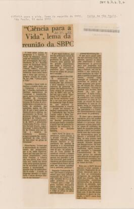“Ciência para a Vida”, lema da reunião da SBPC