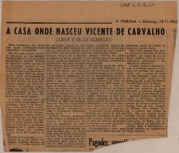 A Casa Onde Nasceu Vicente de Carvalho