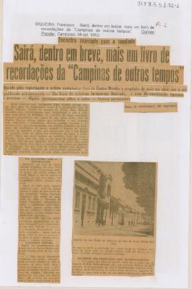 Sairá, dentro em breve, mais um livro de recordações da "Campinas de outros tempos"
