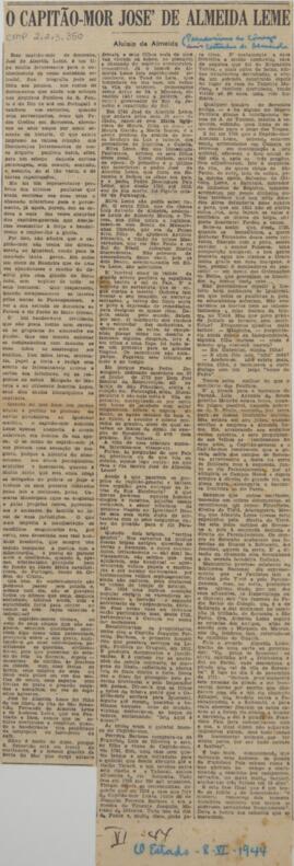 O capitão-mor José de Almeida Leme