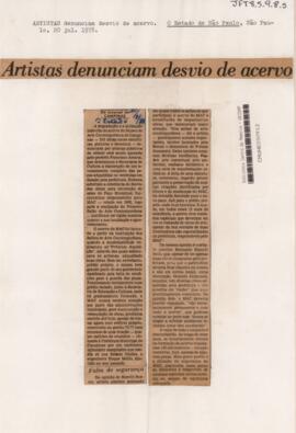 Artistas denunciam desvio de acervo