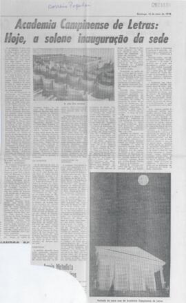 Academia Campinense de Letras: Hoje, a solene inauguração da sede