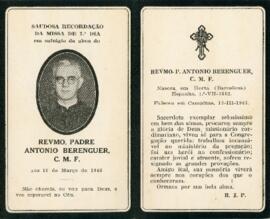 [Santinho do Reverendo Padre Antonio Berenguer]