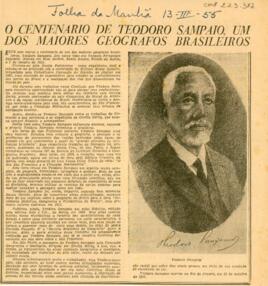 O centenário de Teodoro Sampaio, um dos maiores geografos brasileiros