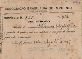 [Coletânea de recibos da Associação Brasileira de Imprensa]
