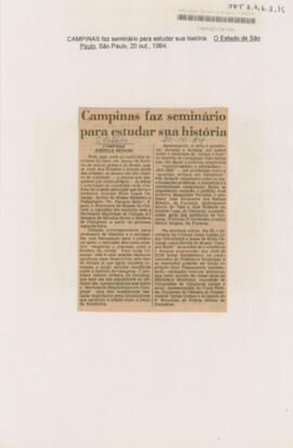 Campinas faz seminário para estudar sua história