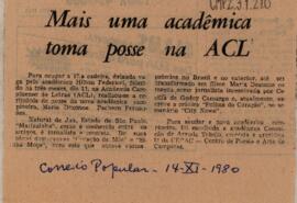 Mais uma acadêmica toma posse na ACL