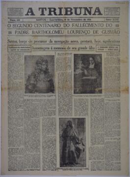 O segundo centenário do fallecimento do padre Bartholomeu Lourenço de Gusmão