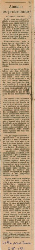Ainda o ex-protestante