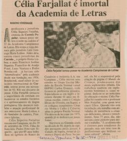 Célia Farjallat é imortal da Academia de Letras