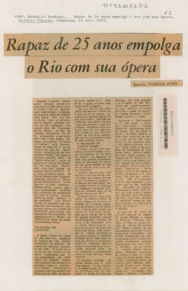 Rapaz de 25 anos empolga o Rio com sua ópera