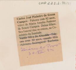 [Nota de falecimento]