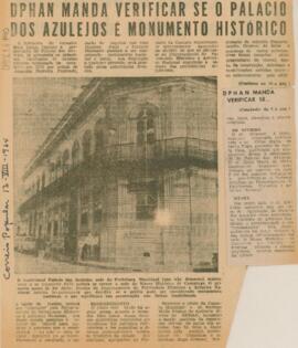 Dphan manda verificar se o Palácio dos Azulejos é monumento histórico