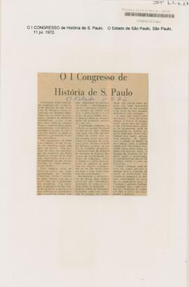 O I Congresso de História de S. Paulo