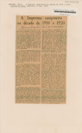 A Imprensa campineira na década de 1910 a 1920