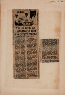 Os 100 anos da Catedral já têm sua programação