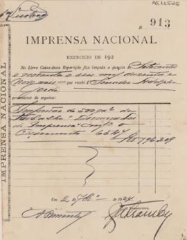 [Recibo da Imprensa Nacional]
