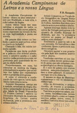 A Academia Campinense de Letras e a nossa Língua
